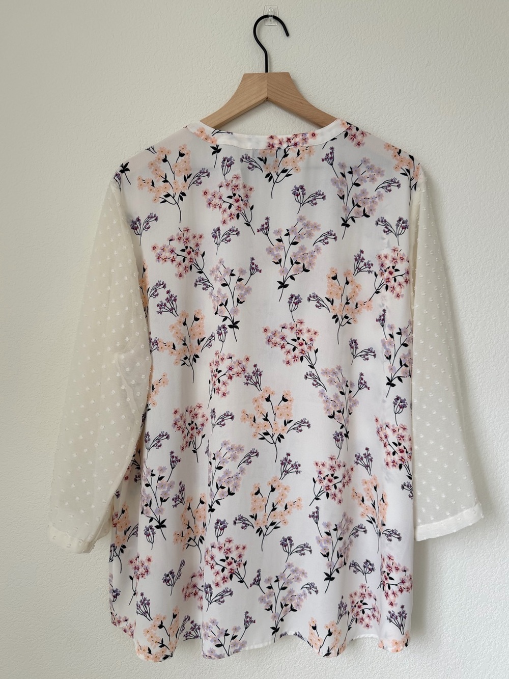 Van Heusen White Floral Swiss Dot Sleeve Blouse XXL New - Picture 2 of 9